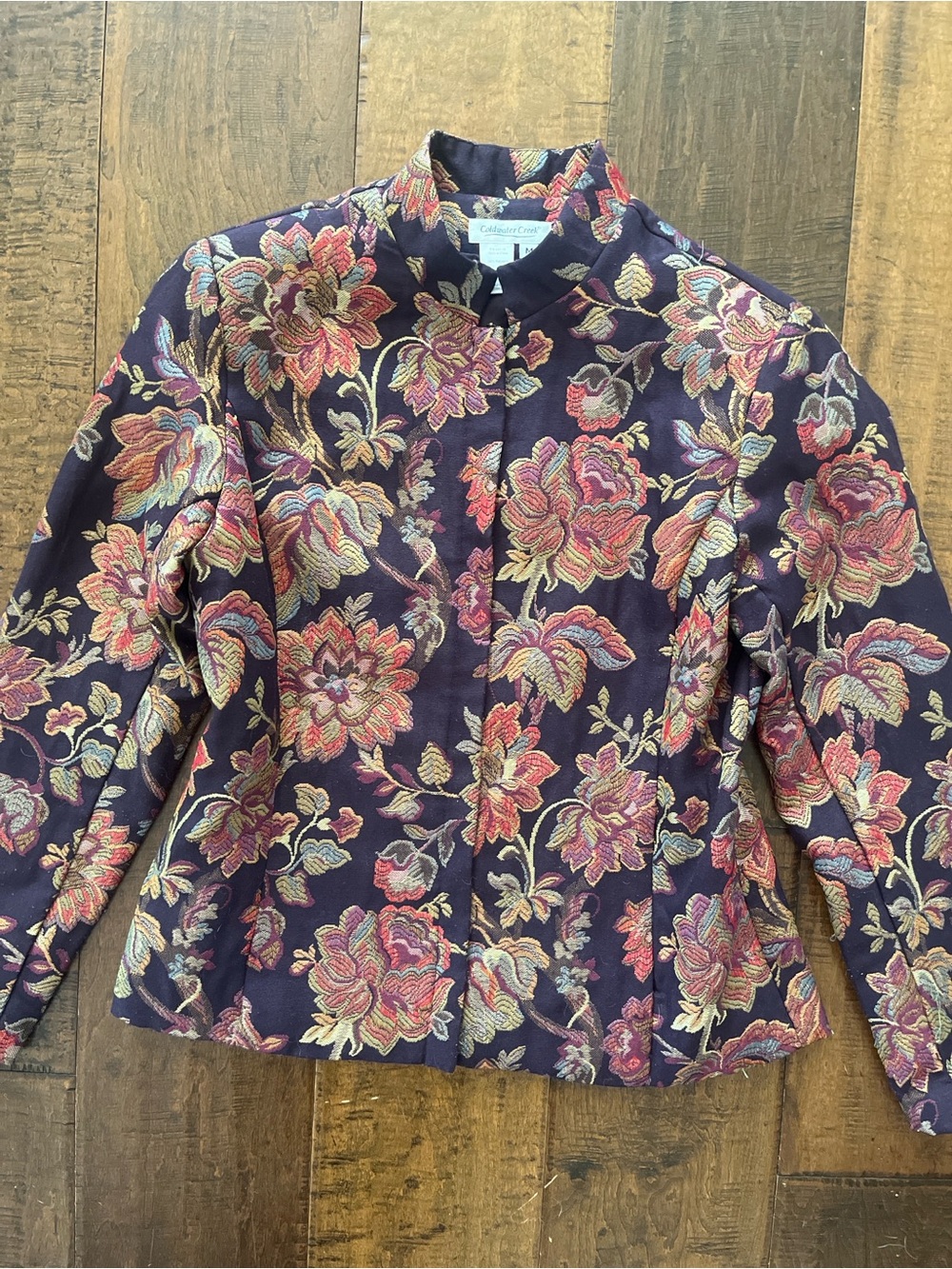 Vintage 1990s Y2K Coldwater Creek floral jacquard/tapestry zip-up jacket sz. M